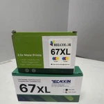 Relcolor Teckkin Ink Cartridges Black Tri-color Compatible For Hp 67XL. Fixed Price $40.00.