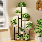 Nedechom Corner Plant Stand Indoor With Grow Lights, 7 Tiered Square, Black. Fixed Price $106.52.