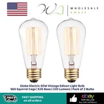 Globe Electric 60W Vintage Edison Light Bulb S60 Squirrel Cage E26 Base 220. Fixed Price $16.99.