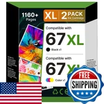 67XL Ink Cartridges Black/color Combo Pack Compatible For Hp Works. Fixed Price $82.38.