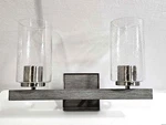 Sunset 2-LIGHT Halston Vanity Timber Gray & Bright Satin Nickel F16202-81. Fixed Price $39.99.