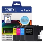 Brother LC201 Ink Cartridges 4-PACK: Black, Cyan, Magenta, Yellow Compatible. Fixed Price $88.20.