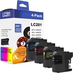 LC201 Color Ink Cartridge 4-PACK Bk Y Replacement For Brother MFC-J460DW. Fixed Price $66.15.