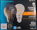 6X Lot Ecosmart 40W A19 Soft White 2700K Thinner Filament Clear Led 12 Bulbs. Fixed Price $29.99.