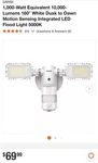Sansi 1000W Equivalent 10000 Lumen 180 White Dusk To Dawn Motion Flood Light. Fixed Price $14.95.