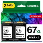 67XL 2827E Ink Cartridges Black 2-PACK High Yield Replacement For Hp. Fixed Price $45.83.