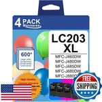 LC203 Xl Ink Cartridges 4-PACK (bk/c/m/y) High Yield For Brother Mfc Printers. Fixed Price $84.54.
