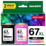 67XL Ink Cartridges Black/tri-color 2-PACK Replacement For Hp Works. Fixed Price $32.19.