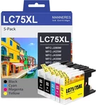 Ink Cartridges 5-PACK (2BK/C/M/Y) Compatible Brother LC75XL Printers. Fixed Price $55.00.