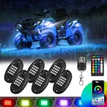 6 Pods Rgb Led Rock Lights For Utv Atv Golf Cart Truck Rzr Offroad Pickup Suv.... Fixed Price $68.04.