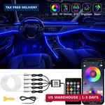 Jushope Interior Car Led Strip Lights With Wireless App And Remote Control, Rgb. Fixed Price $34.99.